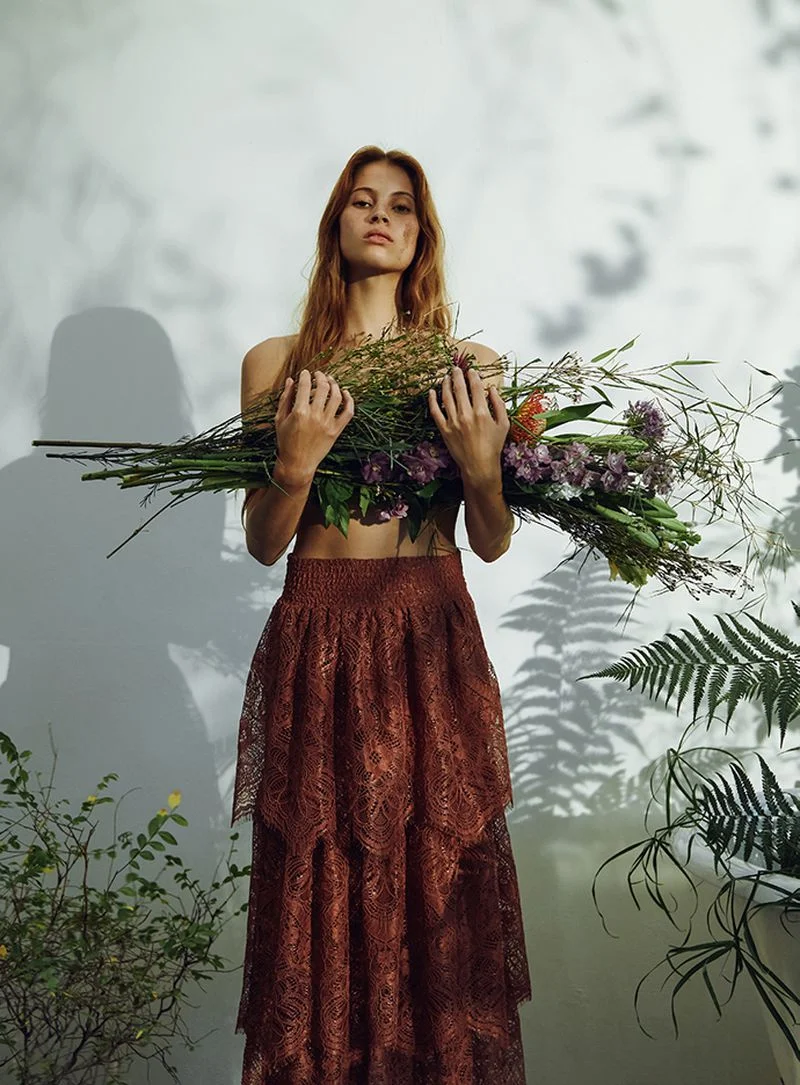 H&m rust sales brown lace skirt